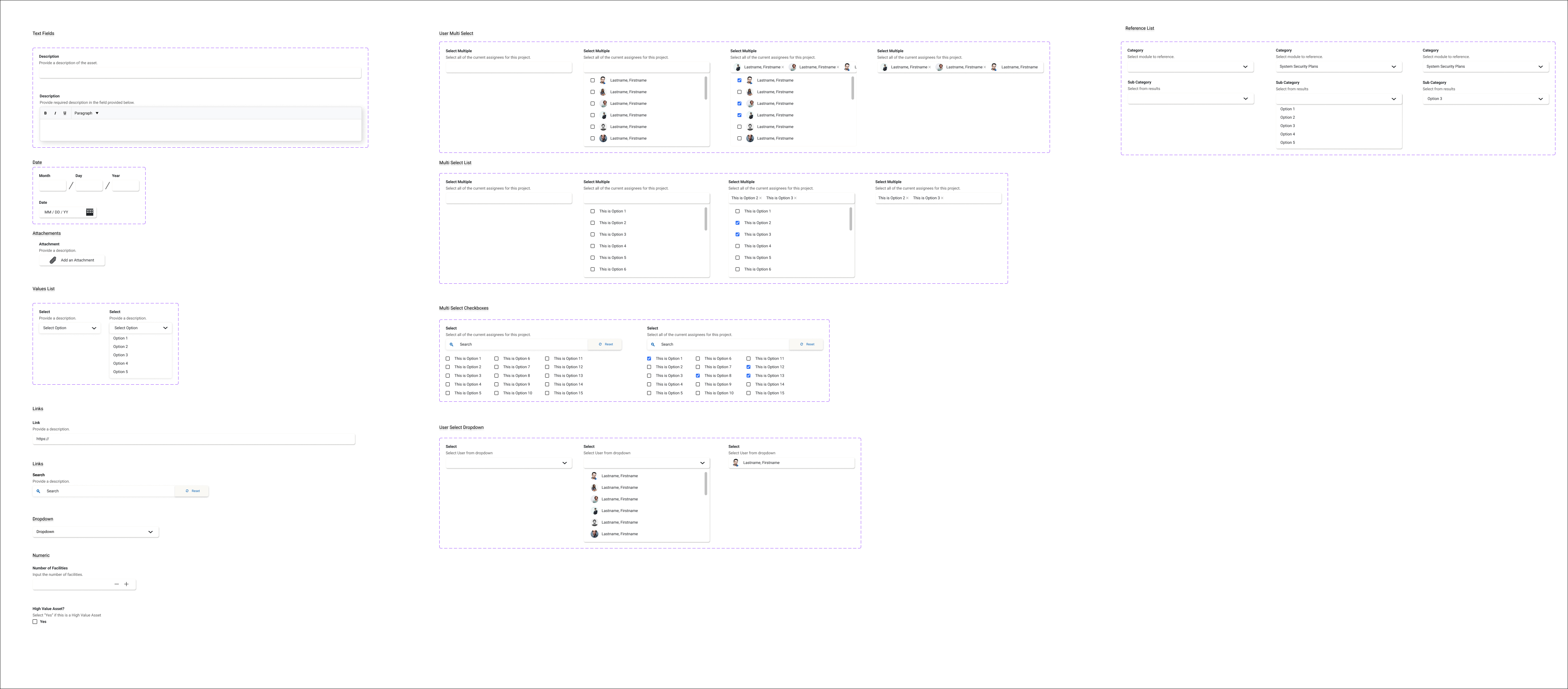 Updated form fields